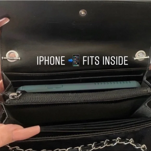 🖤⛓ Chanel Timeless Wallet on a Chain Silver Black Caviar Leather Classic Flap - Picture 4 of 7